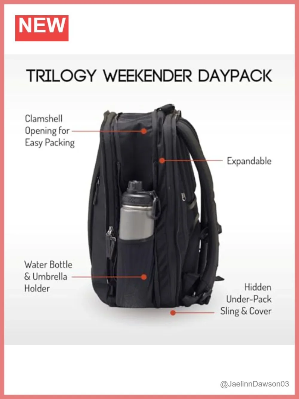 Expandable Weekender Backpack 22L Opens Like Suitcase TSA Friendly Yoga Mat